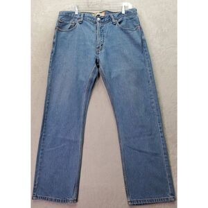 Levi's 505 Jeans Mens Sz 34/29 Blue Denim Cotton Pockets Flat Front Straight Fit